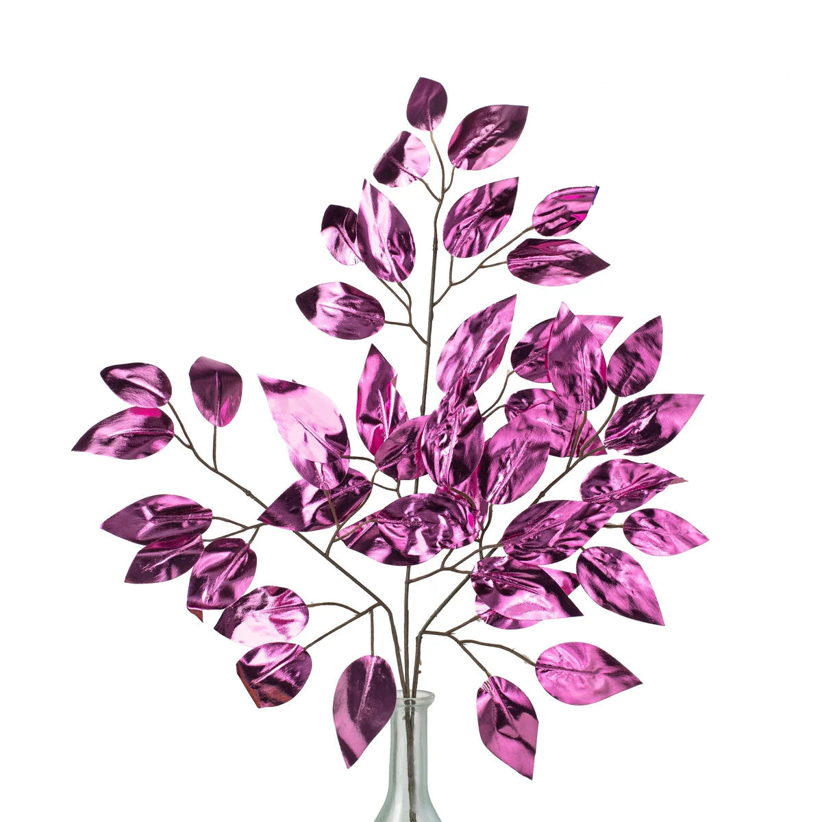 23 Inch Pink Metallic Ficus Spray