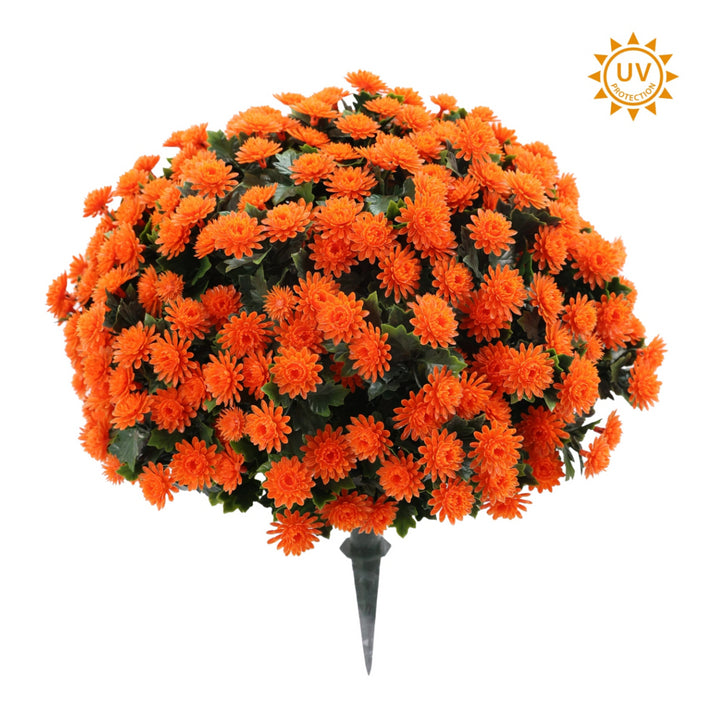 16 Inch Bright Orange Mum Bush Stake