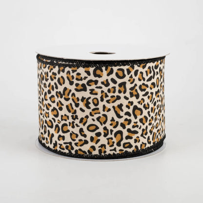 2.5 Inch By 10 Yard Satin Cheetah Ribbon
