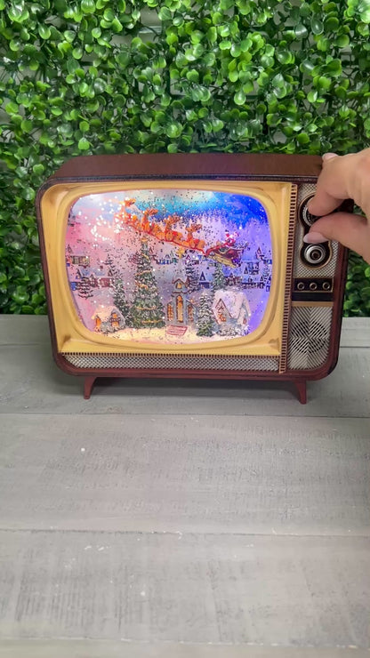 8.25 Inch Lighted Musical Holiday Village Scene Spinning Water TV Globe