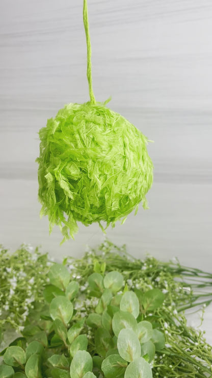 3.25 Inch Lime Green Furry Ornament Ball