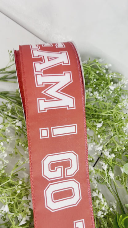 2.5 Inch By 10 Yard Red And White Go Team Ribbon