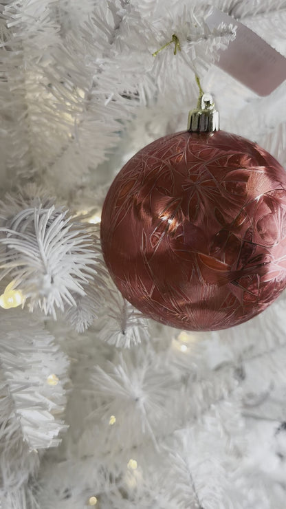 4 inch Red Feather Smooth Ornament Ball