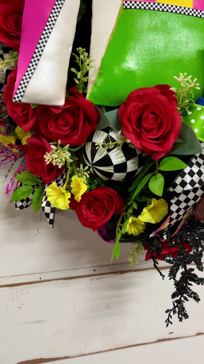 Pre-Made Pink And Green Derby Jockey Shirt Wreath By Caela With Sweet Girl Designs