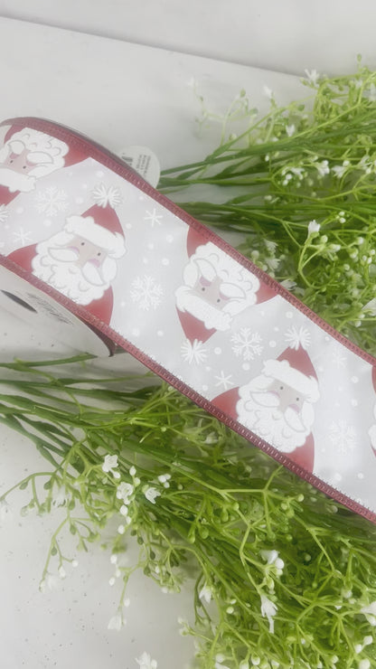 2.5 Inch By 10 Yard Santa Face Ribbon