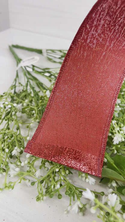 2.5 Inch By 10 Yard Red Cracked Metallic Ribbon