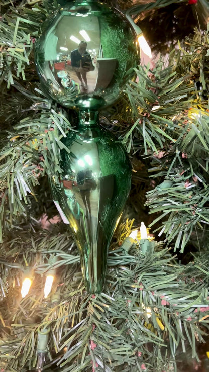 19.5 Inch Glass Green Shiny Finial Ornament