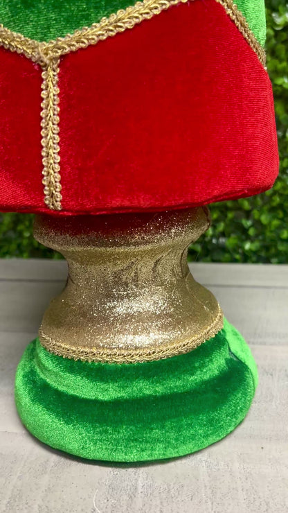 28 Inch Plaid Red And Green Cone Topiary