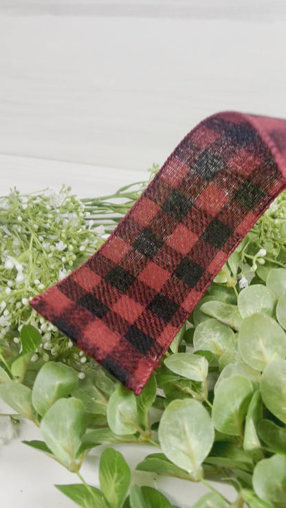 2.5 Inch By 10 Yard Black And Red Check Flannel Ribbon