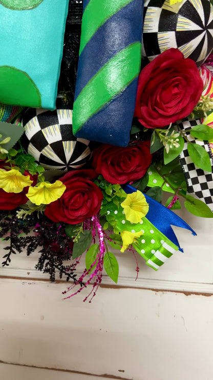 Pre-Made Blue And Green Derby Jockey Shirt Wreath By Caela With Sweet Girl Designs