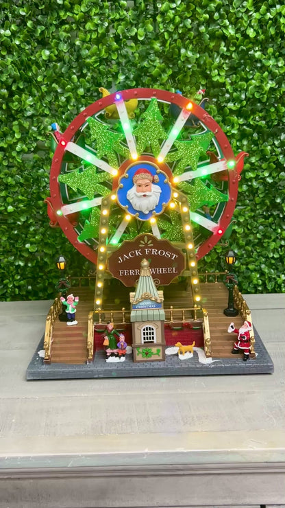 13.39 Inch Lighted Animated Holiday Ferris Wheel With Music