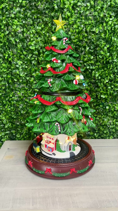 17.91 Inch Musical Village Christmas Tree Light With Moving Scene
