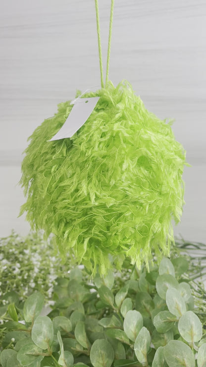 4.75 Inch Lime Green Furry Ornament Ball