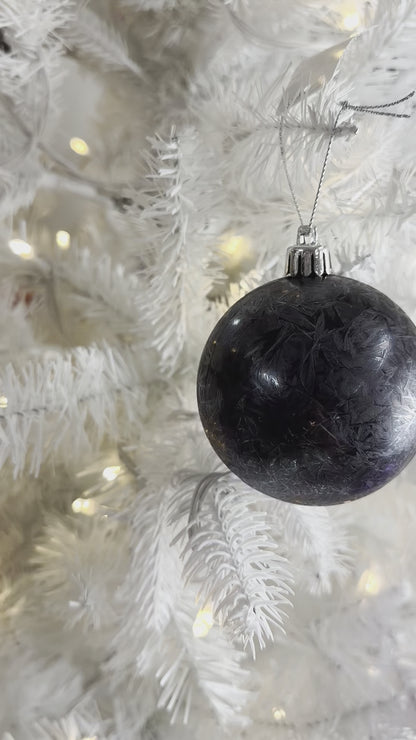 3 Inch Black Feather Smooth Ornament Ball
