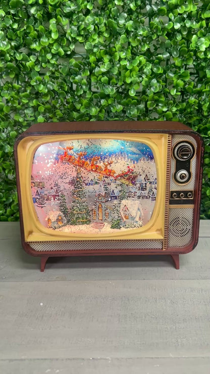 8.25 Inch Lighted Musical Holiday Village Scene Spinning Water TV Globe