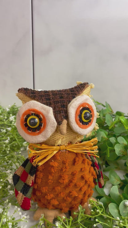 7 Inch Plush Fall Owl Sitter