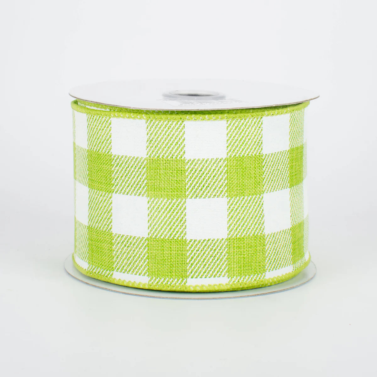 2.5 Inch By 10 Yard Lime Green And White Check On Royal Ribbon