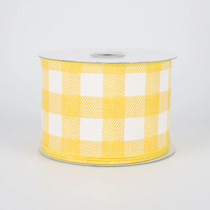2.5 Inch By 10 Yard Yellow And White Check On Royal Ribbon