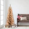 Puleo International 4.5 Foot Prelit Rose Gold Tinsel Artificial Christmas Tree With 70 UL-Listed Clear Incandescent Lights Open Box