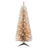 Puleo International 4.5 Foot Prelit Rose Gold Tinsel Artificial Christmas Tree With 70 UL-Listed Clear Incandescent Lights Open Box