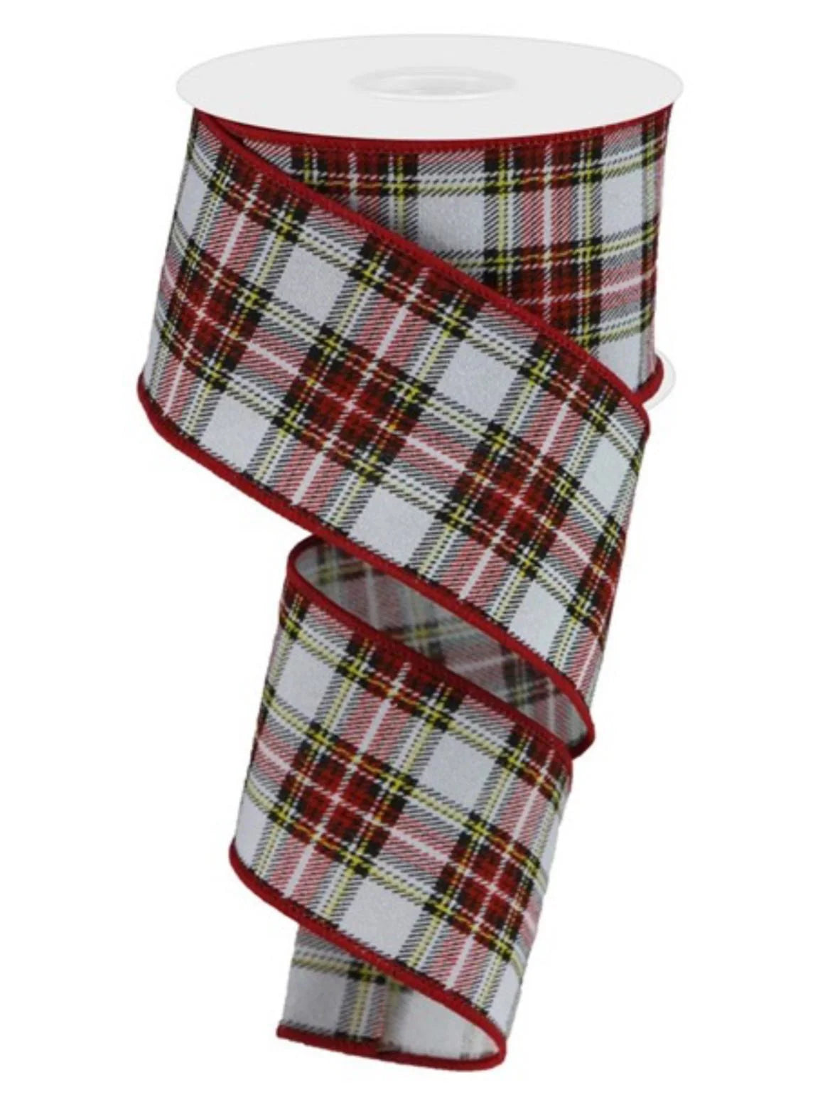 2.5 Inch By 10 Yard Printed Plaid Look On Fuzzy Royal Ribbon