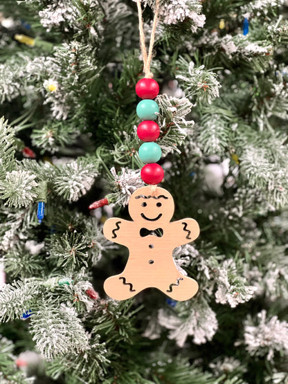 Wood Bead Gingerbread Man Ornament 2 Styles