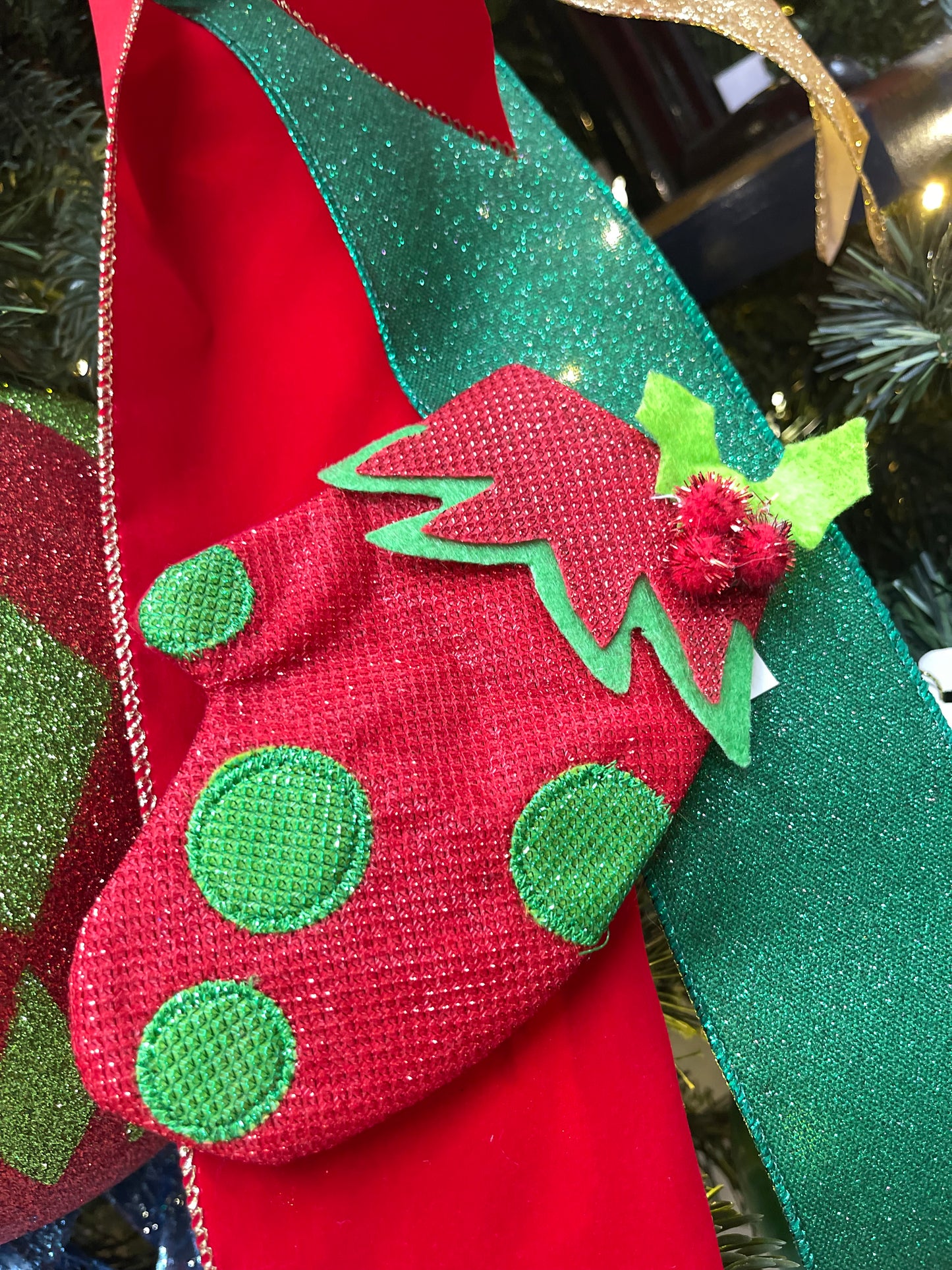 5.5 Inch Plush Fabric Mitten Stocking Ornament 4 Styles