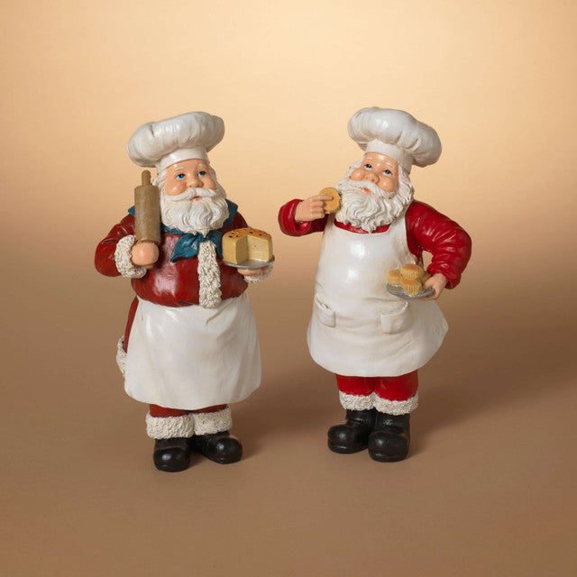 12 Inch Resin Holiday Chef Santa Figurine Two Styles