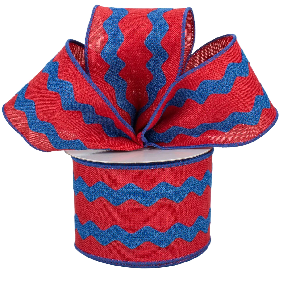 2.5 Inch By 10 Yard Red And Royal Blue Ric Rac Ribbon