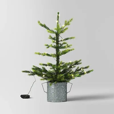 Wondershop 30 Inch Pre-lit LED Indexed Balsam Potted Mini Artificial Christmas Tree Open Box