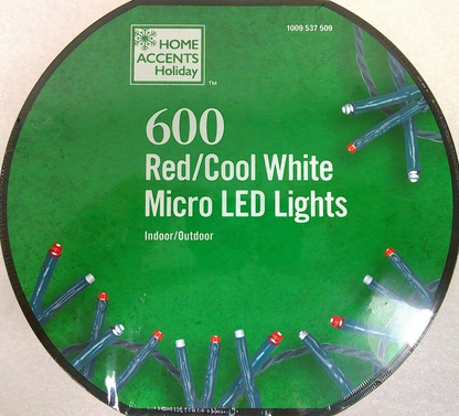 Home Accents Holiday 600 Red And Cool White Micro LED Lights Open Box