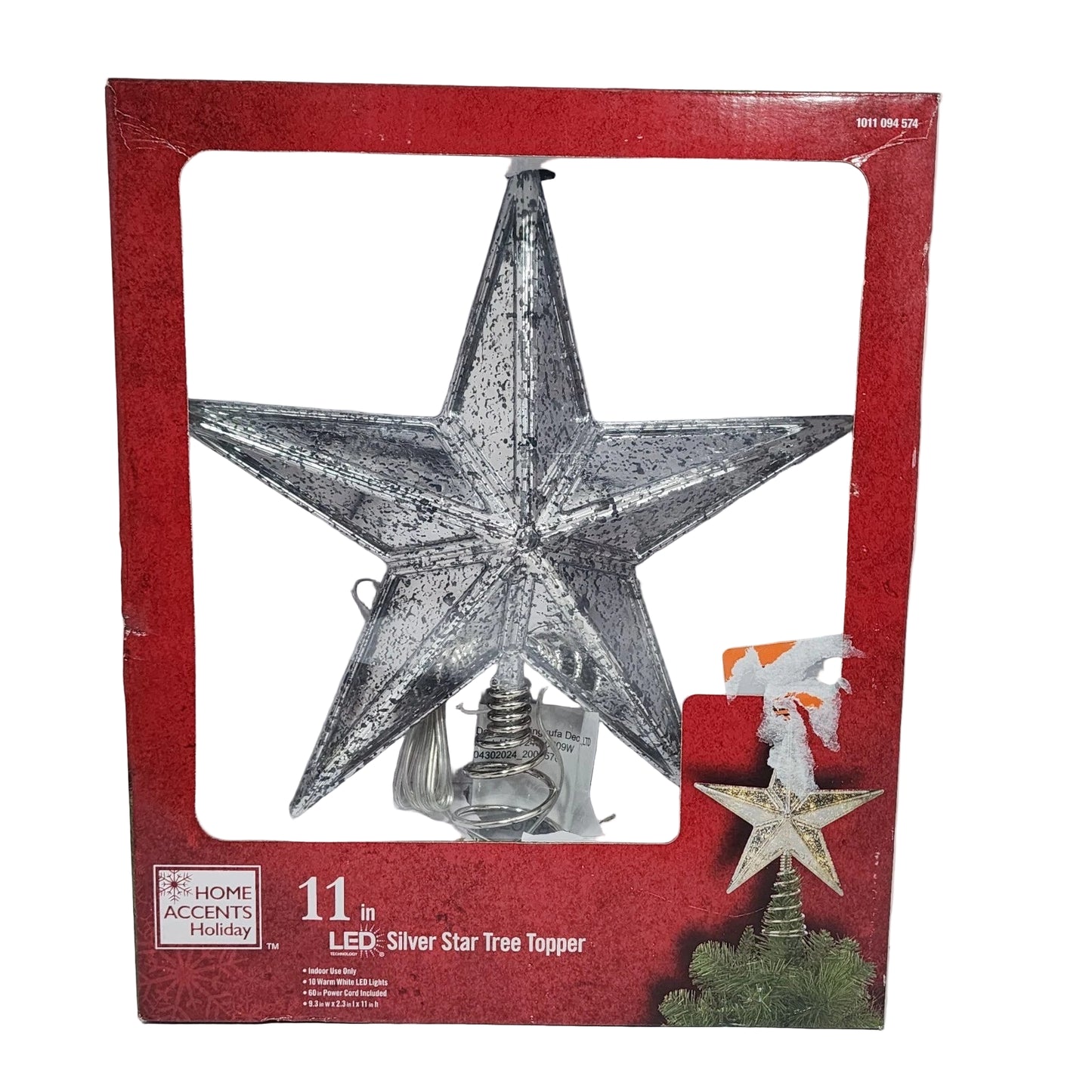 11 Inch Home Accents Holiday LED Christmas Tree Topper Star Open Box