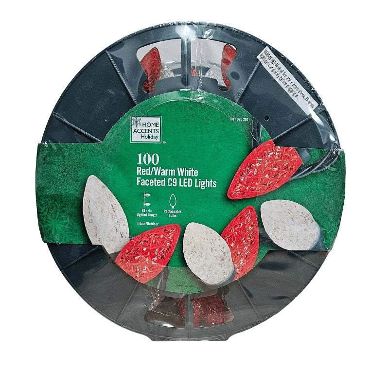 Home Accents Holiday 100 Red Warm White Super Bright C9 LED String Lights Open Box