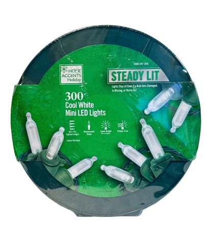 Home Accents Holiday 300 Cool White Mini LED Lights Steady Lit Open Box