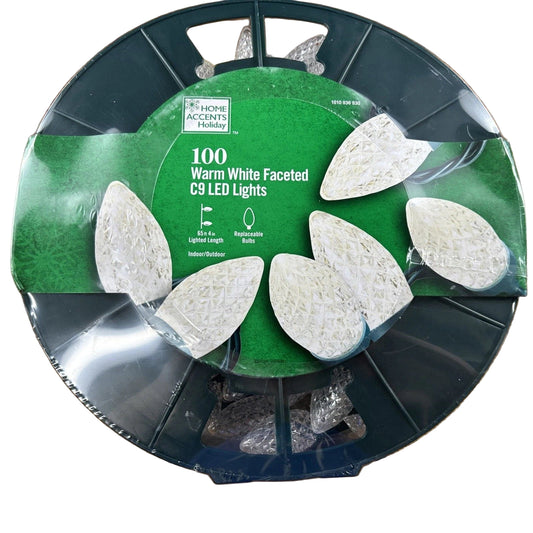 100 Warm White Faceted C9 LED Lights Open Box