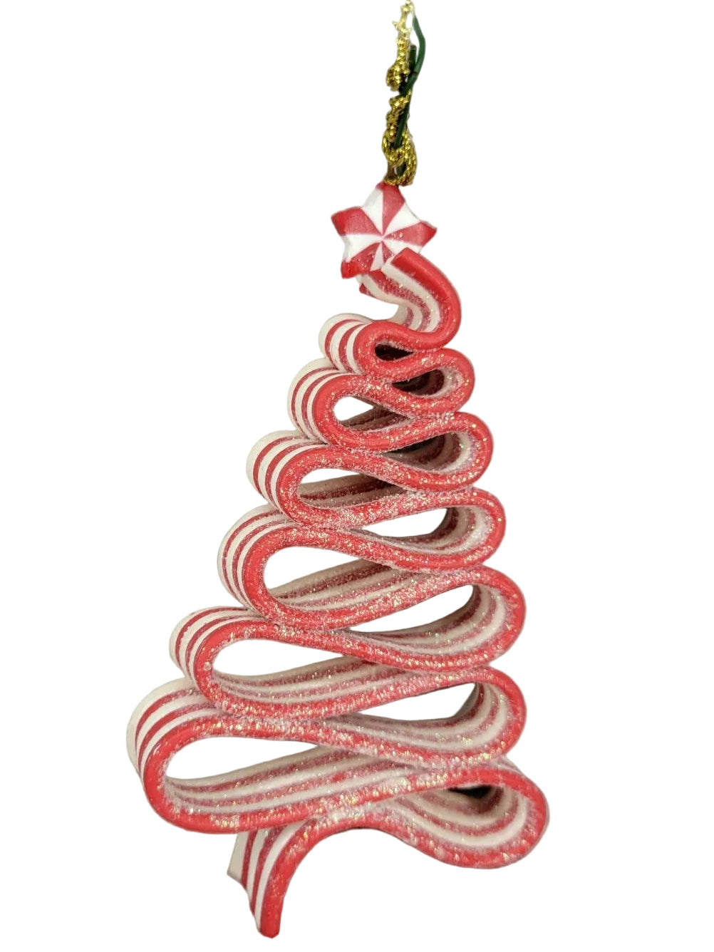 5 Inch Red And White Acrylic Ribbon Candy Tree Ornament