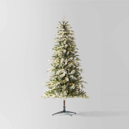 Wondershop 6.5 Foot Balsam Fir Flocked Glitter LED Pre-Lit Tree Open Box