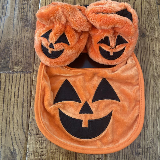 Happy Halloween Baby Bib And Bootie Set