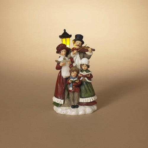 11 Inch Lighted Resin Holiday Carolers Figurine