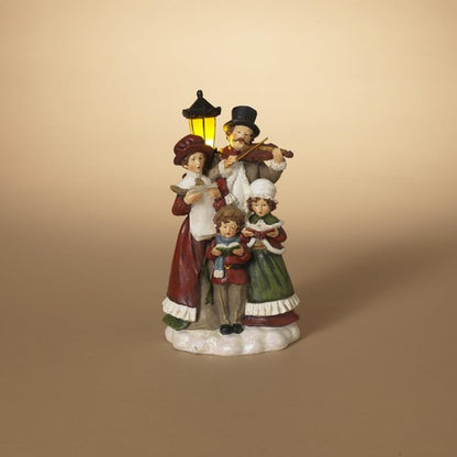 11 Inch Lighted Resin Holiday Carolers Figurine