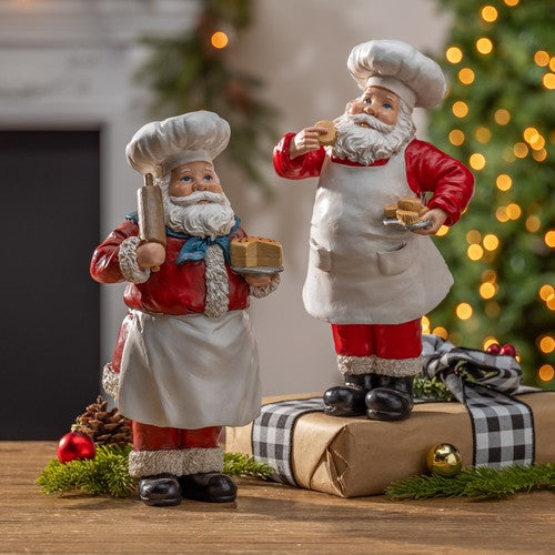 12 Inch Resin Holiday Chef Santa Figurine Two Styles