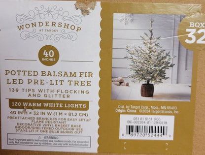 Wondershop At Target 40 Inches Potted Balsam Fir LED Pre Lit Tree Open Box