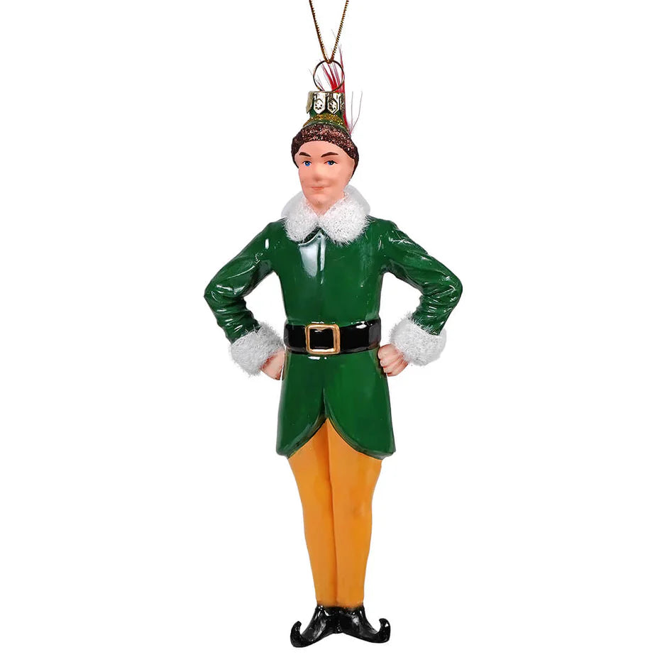 Tall Elf Glass Ornament