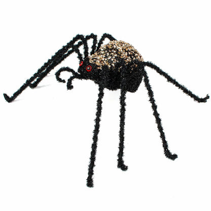 9 Inch Black And Champagne Beaded Spider