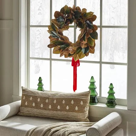 Threshold With Studio Mcgee Faux Magnolia Wreath With Red Ribbon