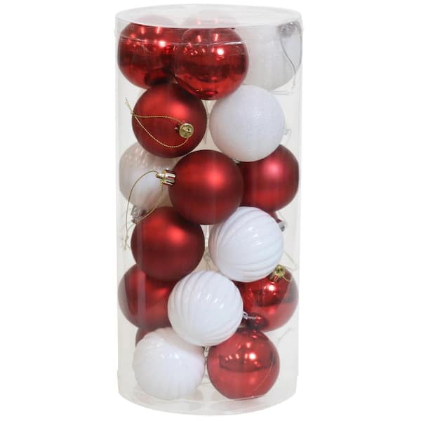 Sunnydaze Decor Merry Medley Plastic 24 Piece Red And White Ornament Set