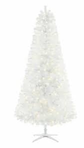 Home Accents 7 ft Snowy Tinsel Spruce LED Pre-Lit Artificial Christmas Tree with 300 Warm White Mini Lights Open Box