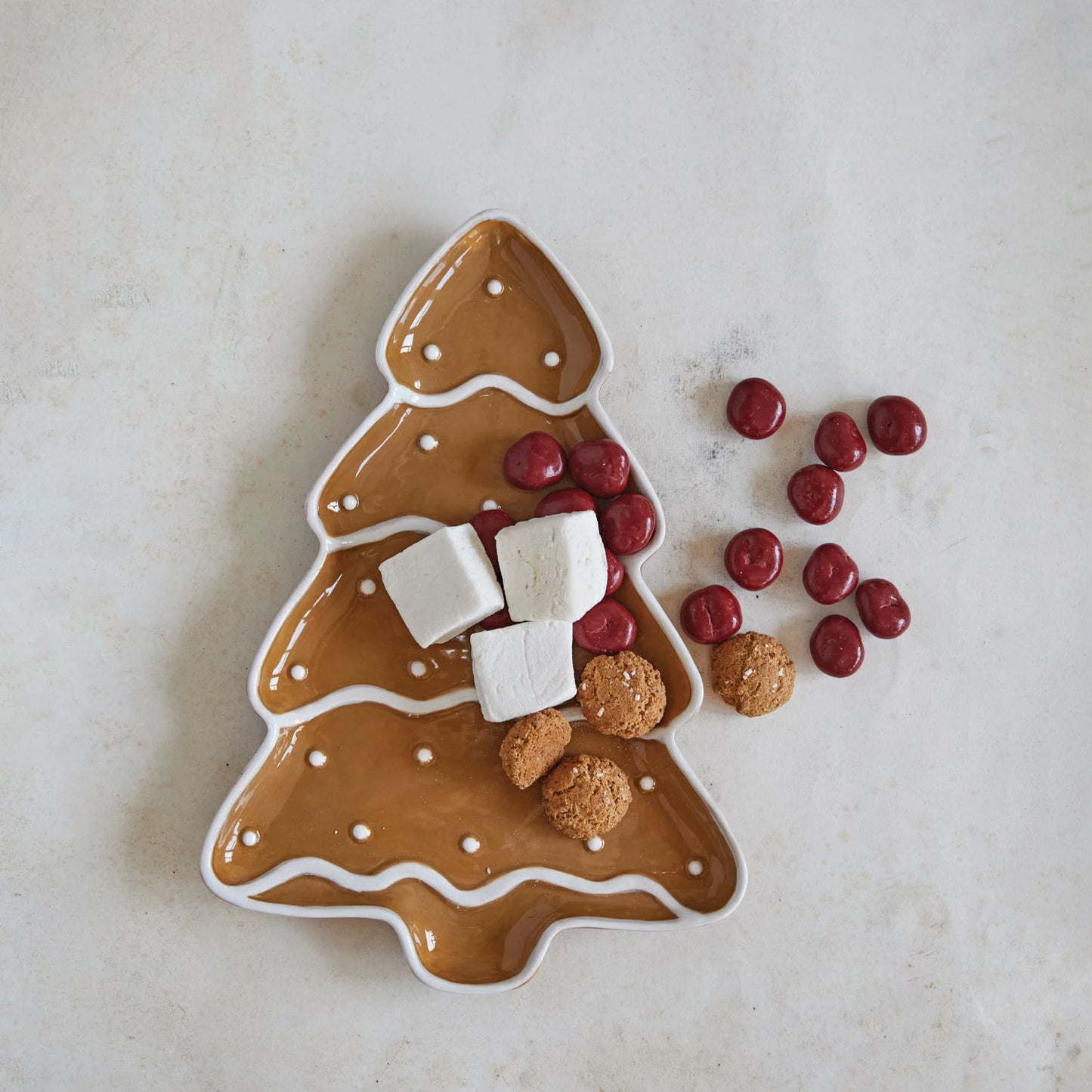 13 Inch Gingerbread Christmas Tree Shaped Platter