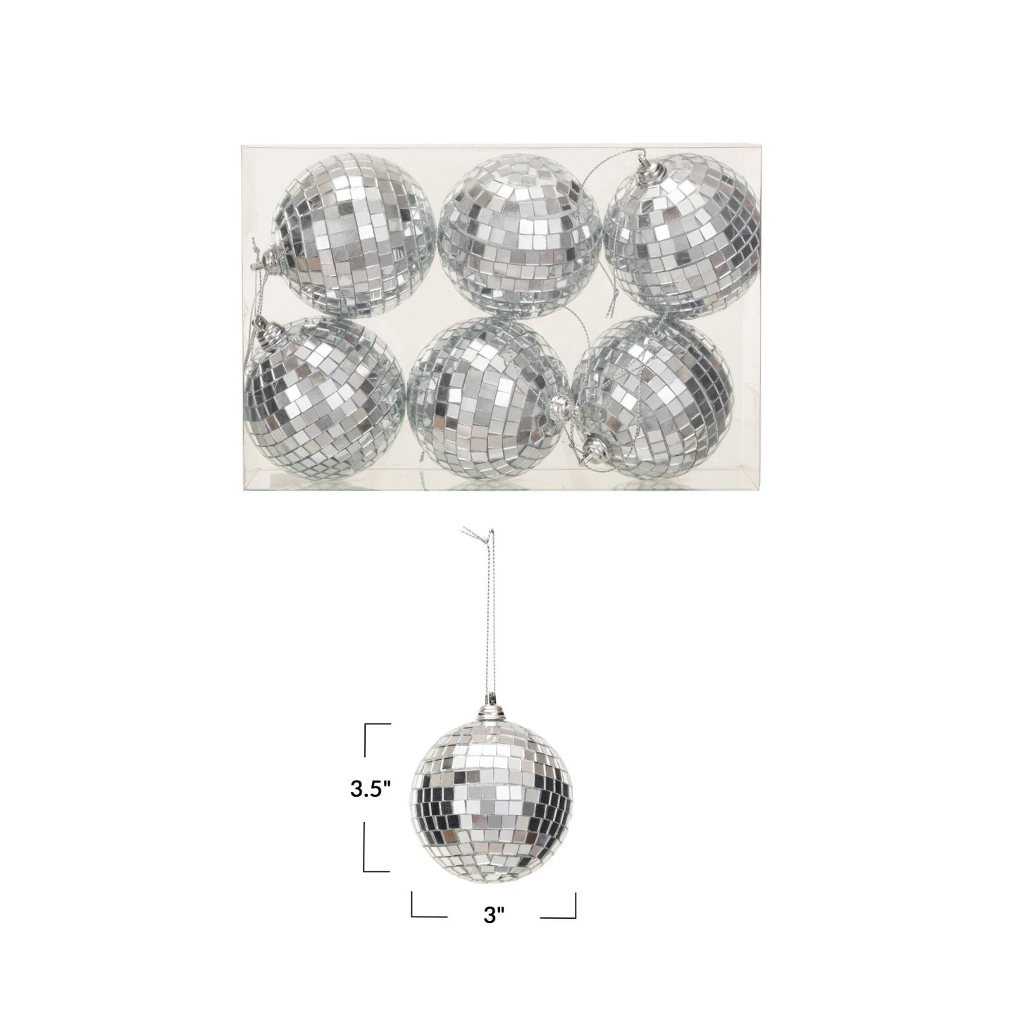 3 Inch Set Of 6 Disco Ball Ornaments