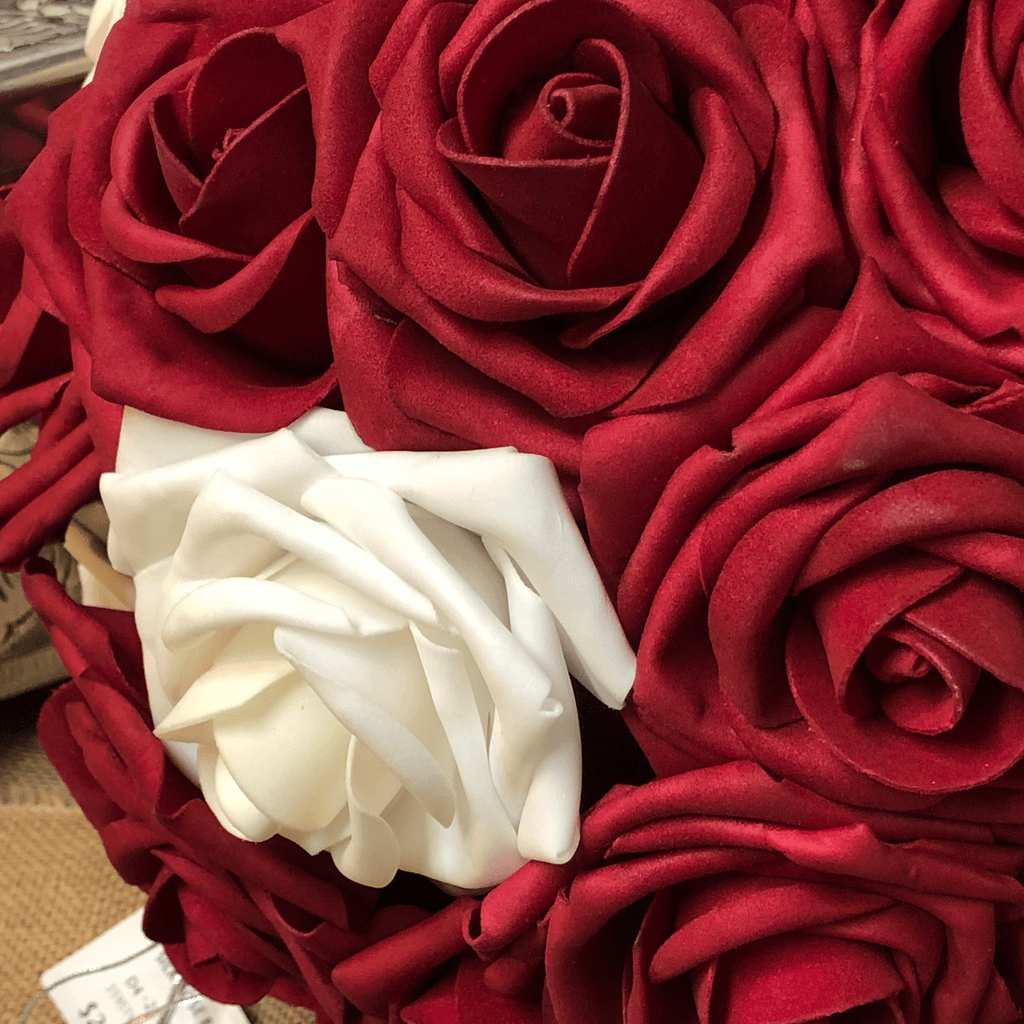 10" Red and White Rose Ball